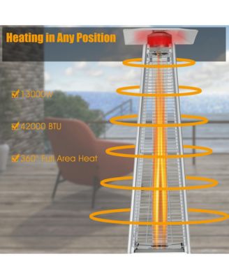 90'' Tall Pyramid Patio Heater Quartz Glass Tube Flame Heating 42000 BTU