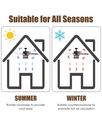 52'' Ceiling Fan with Light Reversible Crystal Ceiling Fan Lamp W/Remote Control