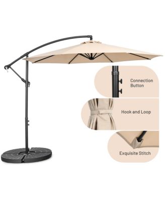 10 FT Patio Offset Umbrella w/8 Ribs Cross Base Tilt