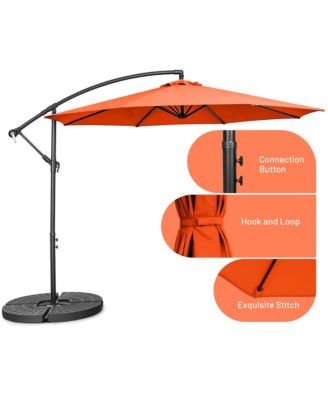 10 FT Patio Offset Umbrella w/8 Ribs Cross Base Tilt