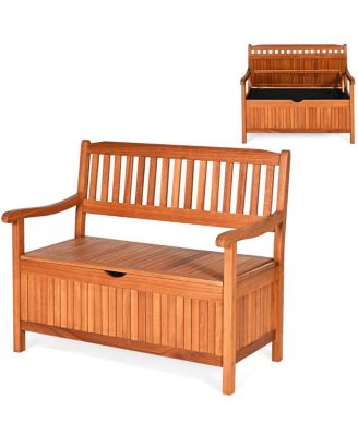 42'' Storage Bench Deck Box Solid Wood Seating Container Tools Toys