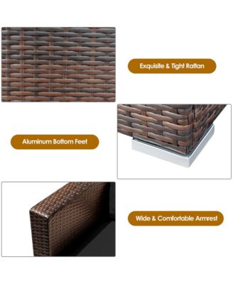 3PCS Patio Rattan Furniture Set Conversation Sofa Cushioned