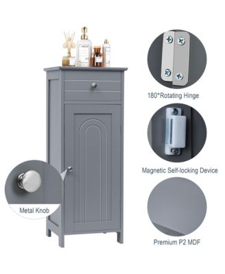Bathroom Floor Cabinet Wooden Storage Organizer Free-Standing w/ Drawer & Shelf