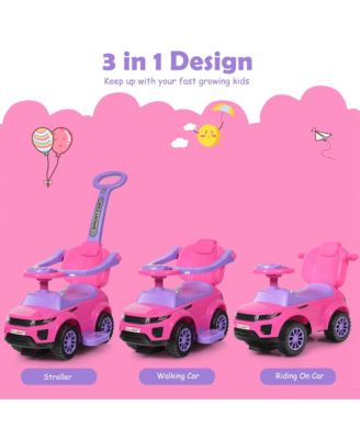 3 in 1 Ride on Push Car Toddler Stroller Sliding Car w/Music