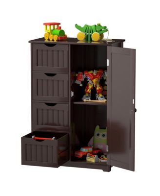 22''L x 12''W x 32''H. Wooden 4 Drawer Bathroom Cabinet Storage Cupboard 2 Shelves Free Standing