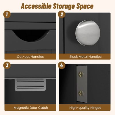  24''(L) x 12''(W) x 32''(H) Bathroom Floor Cabinet Side Storage Cabinet with 3 Drawers and 1 Cupboard