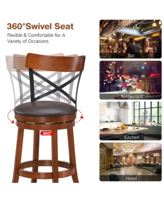 Set of 2 Bar Stools Swivel 29.5'' Dining Bar Chairs