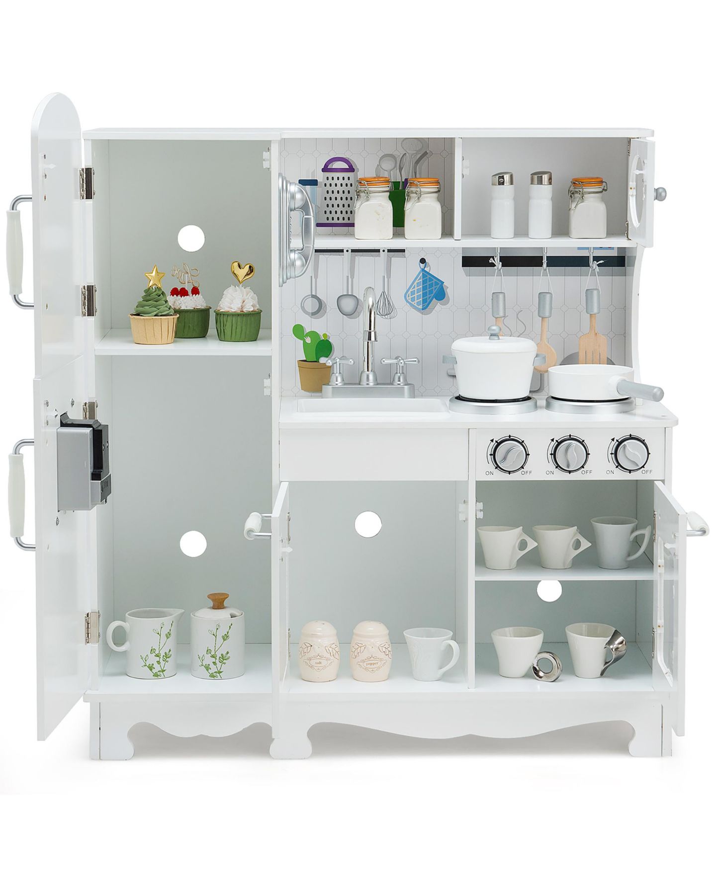 Детские игрушки Costway Play Kitchen with Water Dispenser, 6-Piece Set, Ages 3+ — фото 11
