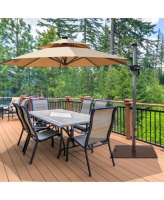 50LBS Patio Square Umbrella Base Stand Market Umbrellas Handle Wheels