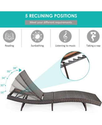 Patio Rattan Folding Lounge Chair Chaise Adjustable