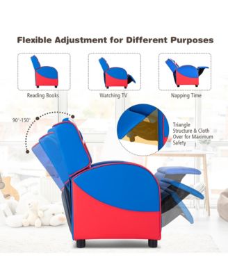 Kids Recliner Chair Gaming Sofa PU Leather Armchair w/Side Pockets