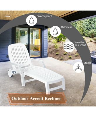 Patio Lounge Chair Chaise Adjustable Recliner Weather Resistant Wheels