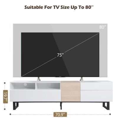 Streamdale 80" TV Stand with Double Storage & Drop Down Door