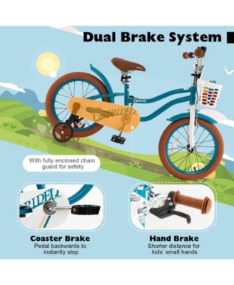 16 Inch Kids Bike with Front Handbrake and 2 Training Wheels