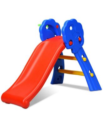 2 Step Indoors Kids Plastic Folding Slide with Basketball Hoop