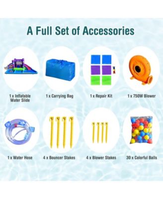 Inflatable Water Slide Park with Splash Pool and 750W Blower