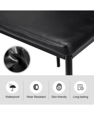 Set of 4 High Back Dining Chairs with PVC Leather and Non-Slip Feet Pads