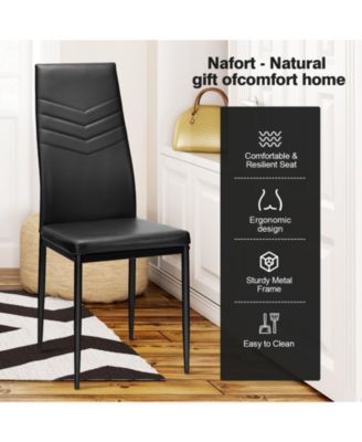 Set of 4 High Back Dining Chairs with PVC Leather and Non-Slip Feet Pads