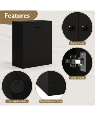 2-Door Storage Cabinet Freestanding Storage Organizer with 3-Tier Shelf Entryway