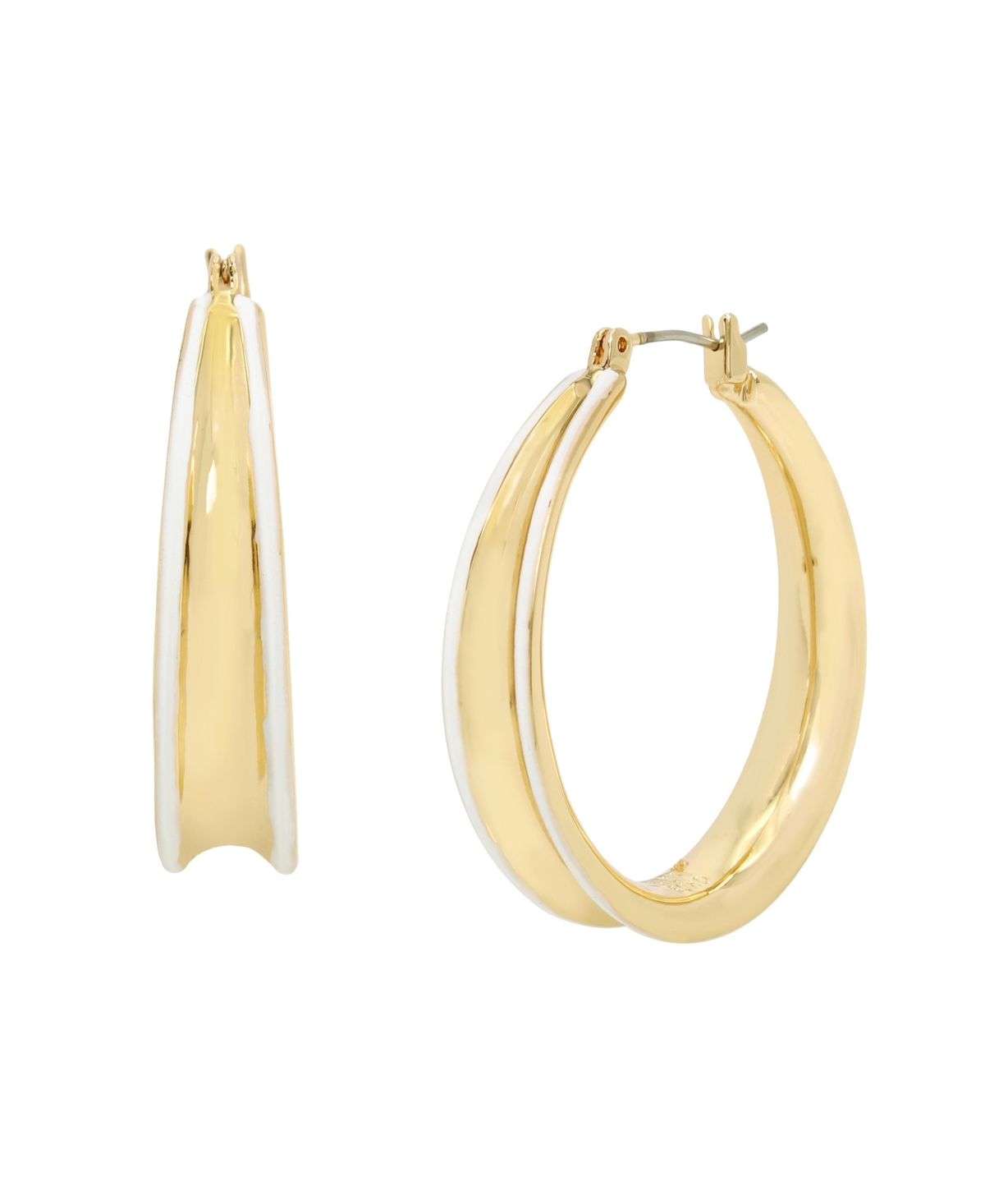 Robert Lee Morris Soho White Molten Patina Curved Hoop Earrings In Gold