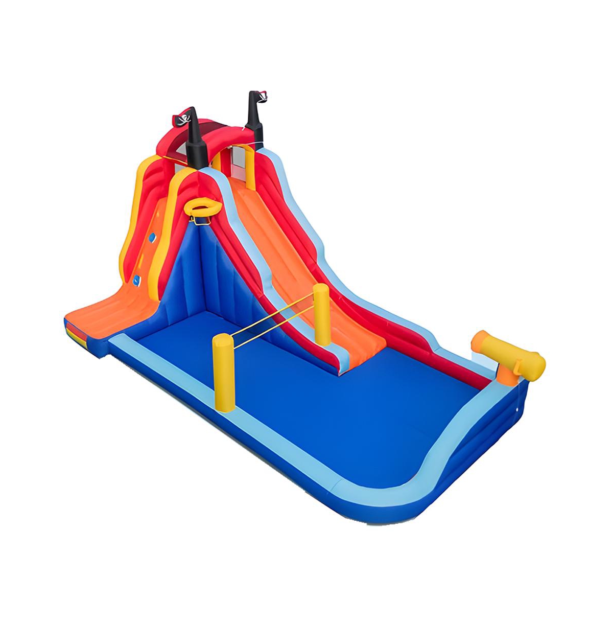 5-in-1 Inflatable Bounce House with 2 Water Slides and Large Splash Pool Without Blower - Multi Color