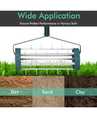 18 Inch Rolling Lawn Aerator with Anti-slip Handle and Tine Spikes
