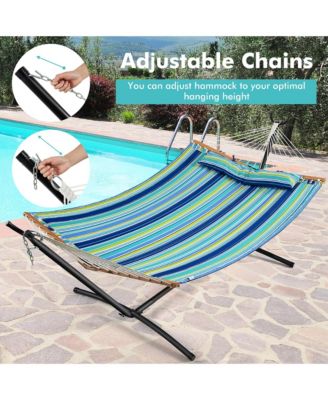 Patio Hammock Foldable Portable Swing Chair Bed with Detachable Pillow