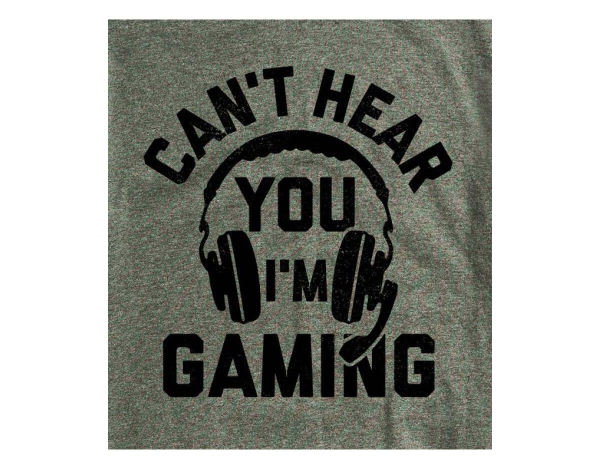 Airwaves Hybrid Apparel Can't Hear You Gaming Men's Short Sleeve Tee In Heather Green