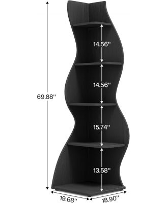 Modern 5-Tier Corner Shelf Wall Bookshelf Stylish Small Bookcase Storage Rack Plant Stand for Living Room Home Office Kitchen