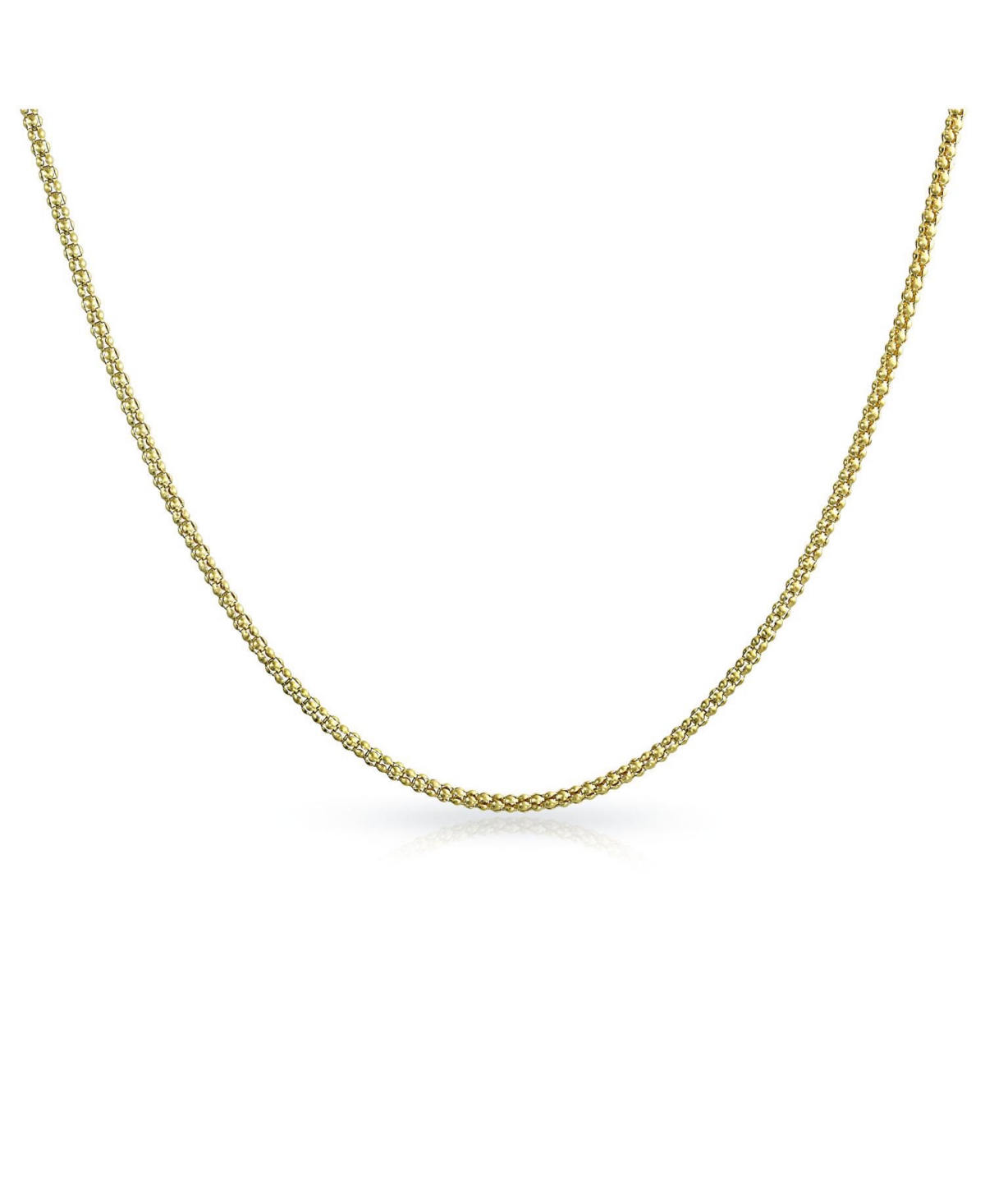 Popcorn Coreana Chain Necklace Black Oxidized Gold Plated Sterling Silver 030 Gauge 16 Inch - Gold-tone