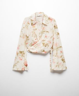 Women's Floral Linen-Blend Blouse