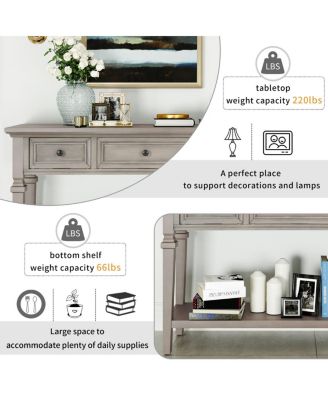 Retro Console Table with Drawers and Shelf