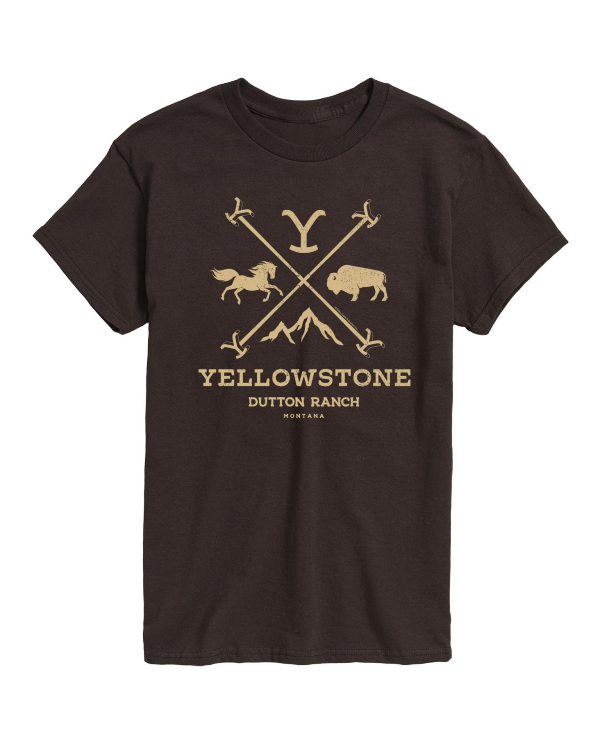 Hybrid Apparel Branding Iron Badge Mens Short Sleeve Tee - Dark Brown