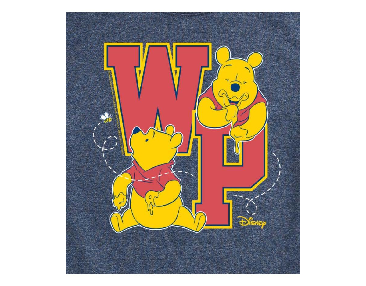 Airwaves Hybrid Apparel Winnie The Pooh Collegiate Letters Mens Short Sleeve Tee In Navy