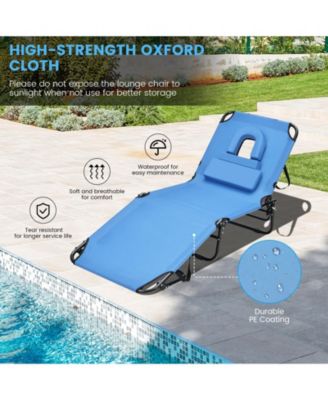 Beach Chaise Lounge Chair with Face Hole and Removable Pillow