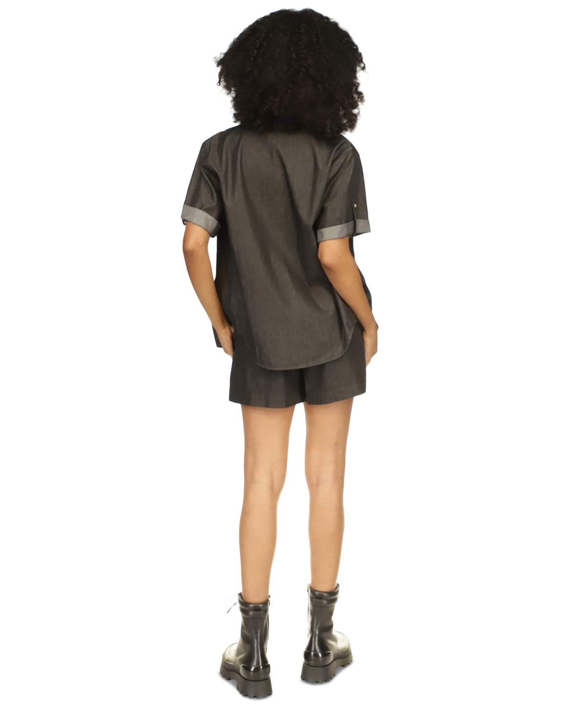 Michael Michael Kors Women's High-Rise Chambray Camp Shorts