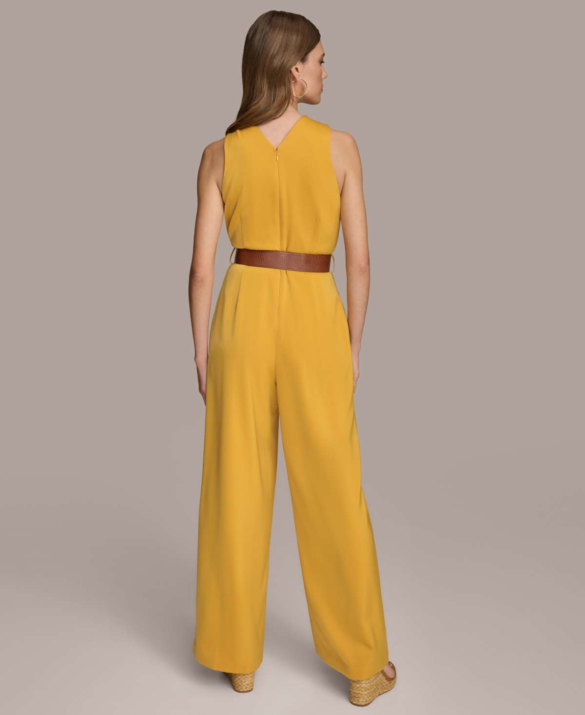 Donna Karan Women's Halter-Neck Belted Sleeveless Jumpsuit