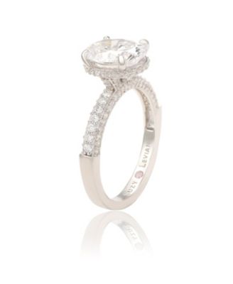 Suzy Levian Sterling Silver Cubic Zirconia Oval Specialty Engagement Ring