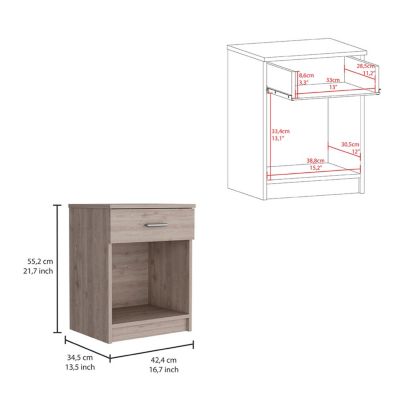 Eco Nightstand, Superior Top, One Drawer, Lower Shelf