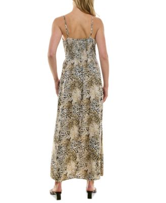 Juniors' Animal-Print Square-Neck Maxi Dress