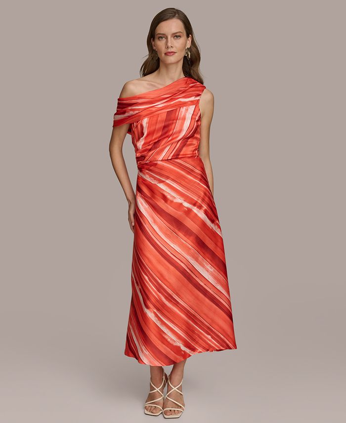 Donna Karan New York Donna Karan Women's One-Shoulder A-Line Midi Dress ...
