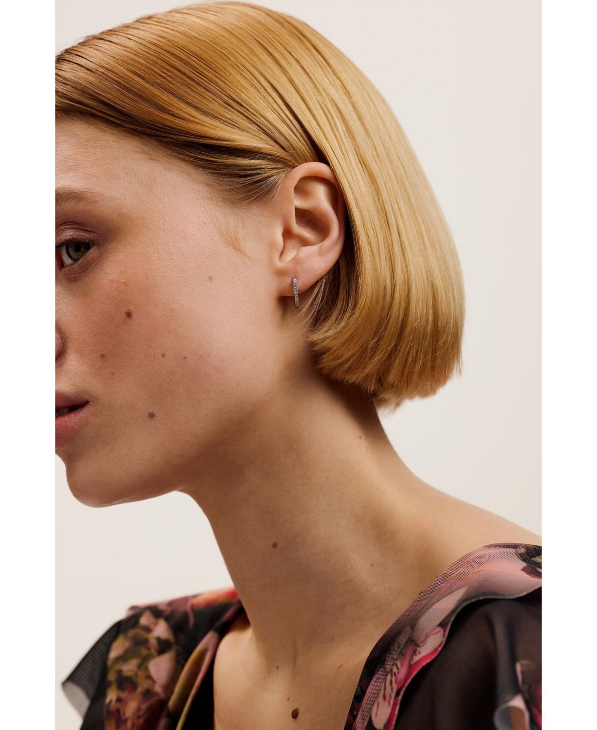 Ted Baker Jewelry Heplie: Crystal Hoop Earrings (14Mm) - Silver with Rainbow crystal