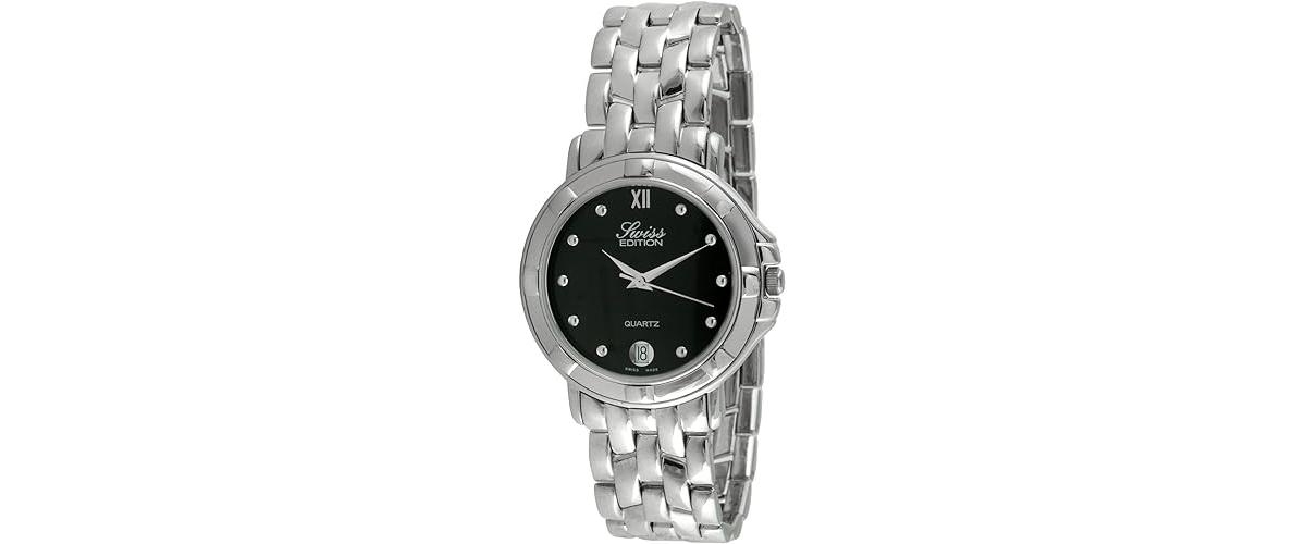 Men's Silver Round Stainless Steel Link Watch - Silver