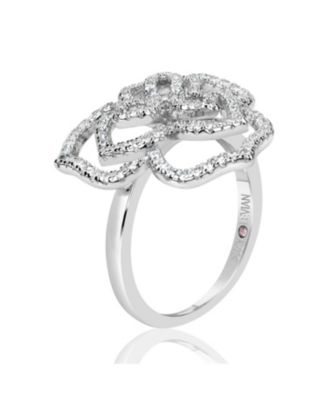 Suzy Levian Sterling Silver Cubic Zirconia Wild Flower Ring