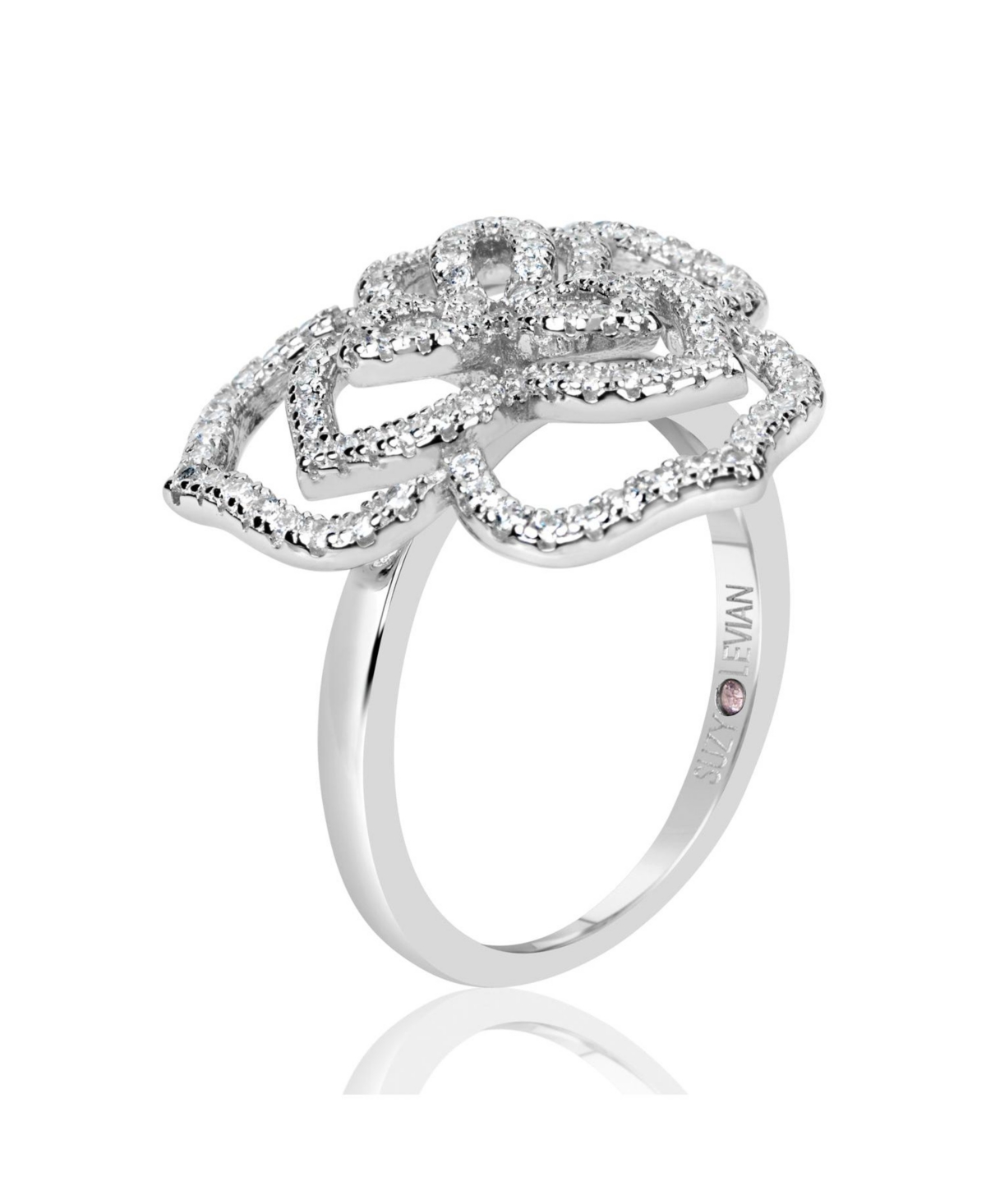 Suzy Levian New York Suzy Levian Sterling Silver Cubic Zirconia Wild Flower Ring