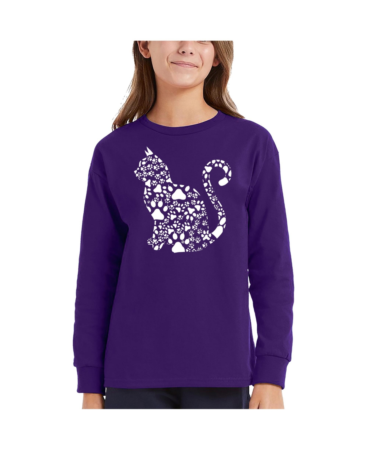 La Pop Art Girls Cat Claws Word Art Long Sleeve T-Shirt