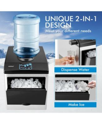 2-in-1 Stainless Steel Countertop Ice Maker with Water Dispenser