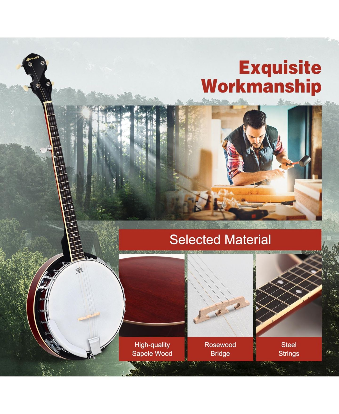 Детская игрушка SUGIFT 5-String Geared Beginner Banjo — фото 8