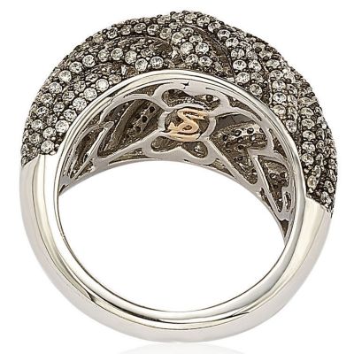 Suzy Levian Sterling Silver Cubic Zirconia Roping Ring