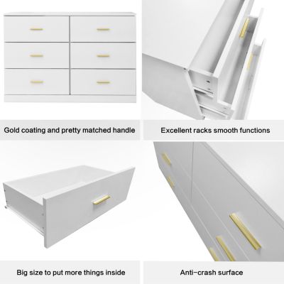 Modern 6-Drawer Dresser Ample Storage, Sturdy & Safe